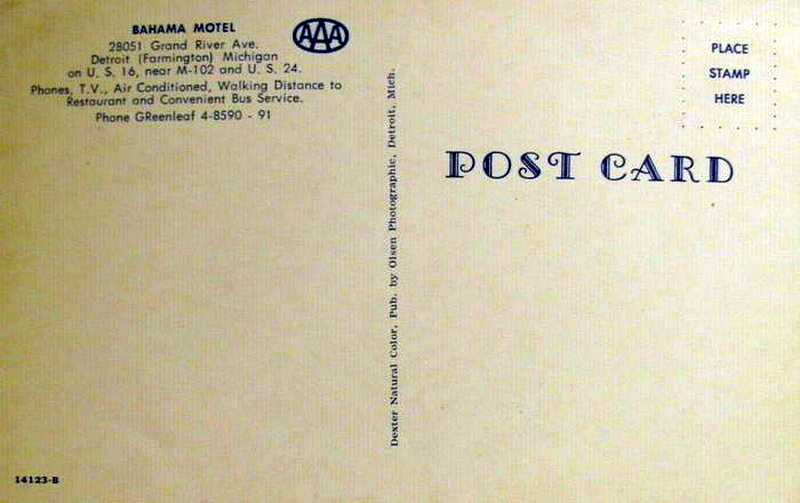 Bahama Motel - Old Postcard (newer photo)